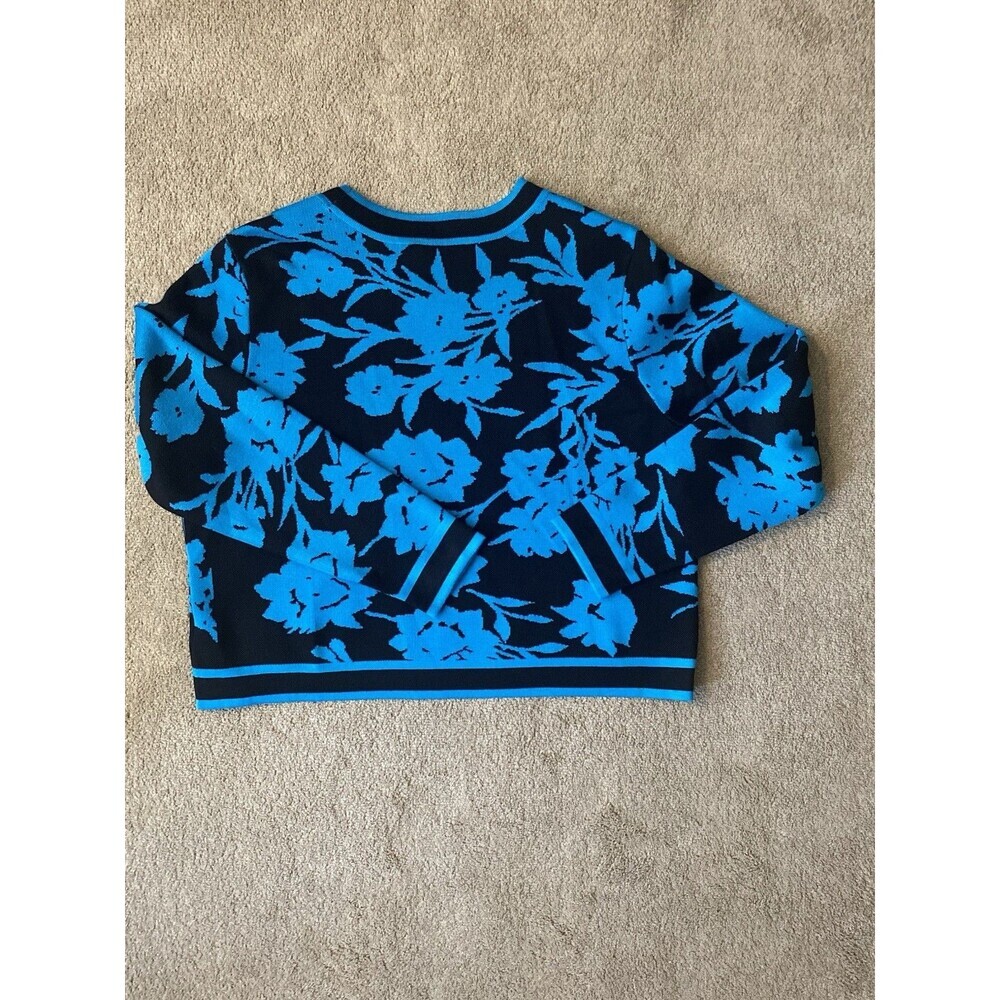 New York & Company Blue Black Floral Print Classic Staple Sweater Size 2X - Picture 10 of 10